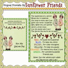 the original printable sunflower friends poem is shown in two different colors and font