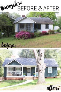 before and after photos of a house