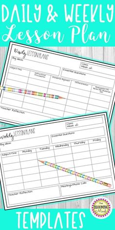 the daily and weekly lesson plan is shown in this printable template for teachers to use