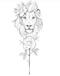 a drawing of a lion with flowers on it's head and the caption that says