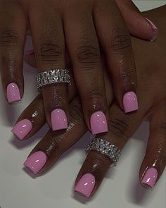 Pink Short Nails, Overlay Nails, Short Square Acrylic Nails, Long Acrylic Nails Coffin