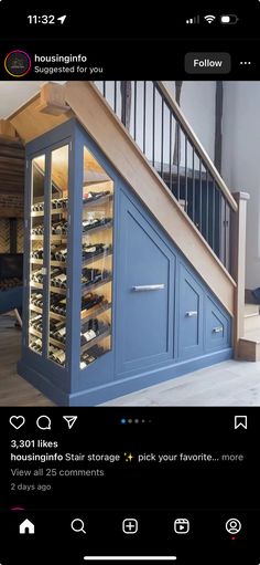 Wine Cabinet Under Stairs, Under Stairs Wine Fridge, Under Stairs Drinks Cabinet, Under Stair Wine Cellar, Under Stairs Ideas Entryway, Wine Cellar Under Stairs, Wine Fridge Cabinet