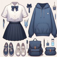 Anime Outfits Winter, Cute Anime Outfits Female Casual, School Uniform Outfits Ideas, Paper Outfits, Uniform Drawing, Anime Fashion Outfits, Cute Anime Outfits, Academia Clothes