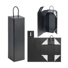 three different types of black paper bags