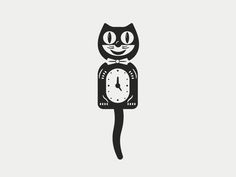 a black cat with a clock on its back