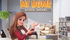 a woman is standing in front of a sign that says, my home design dreams