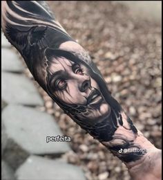 a man's arm with an image of jesus on it and the words, perfectia