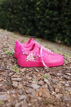 Embroidered Blossom Flower Patch Custom Hot Pink Air Force 1 – solecraftstudio Air Force 1