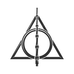 the deathly symbol for harry potter's house is shown in black and white