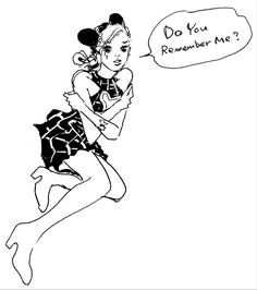 a drawing of a girl running with a speech bubble above her head that says do you remember me?