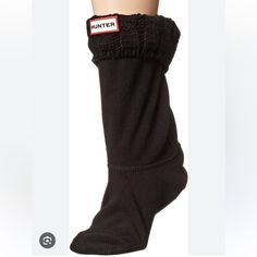 Size Medium For Tall Hunter Boots Nib Nwt Never Worn Hunter Boot Socks Hunter Wellington Boots, Hunter Socks, Tall Boot Socks, Hunter Boots Socks, Half Cardigan, Fleece Boots, Socks Shoes, Crew Cut, Black Boots Tall