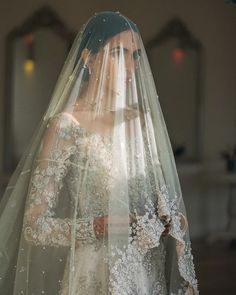 a woman in a wedding dress and veil