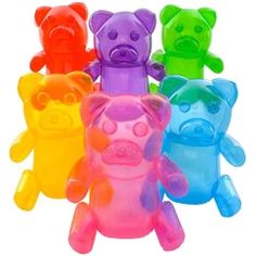 a group of colorful bears sitting next to each other