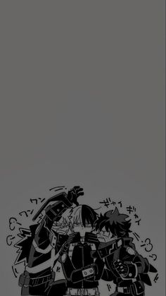 an image of two anime characters in black and white on a gray background with numbers