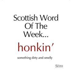 an advertisement for the scottish word of the week honkin '