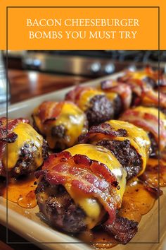 Bacon Cheeseburger Bombs recipe made with tasty ingredients like bacon and cheese, perfect for parties and gatherings. Enjoy this fun and easy snack in just a few steps! Bacon Wrapped Cheeseburger, Classic Cheeseburger, Cottagecore Recipes, Super Bowl Snacks, Herbal Medicine Recipes, Beef Bacon, Superbowl Snacks, Bacon Cheeseburger, Easy Appetizers