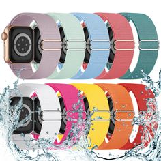 PRICES MAY VARY. Water Resistant: Our innovative splash-proof stretchy apple watch band allows droplets slides away which makes it handle sweat, light rain, and even accidental splashes without any issues. For some types of spills on this apple watch strap, like coffee, just a quick rinse under water within 1 minute and you will get a clean band Variety of Colors: With 10 colors in one pack to match any outfit, these apple watch bands for women and men offers a fashionable touch to iWatch. With Apple Watch Bands For Women, Iphone Watch Bands, Apple Watch Wristbands, Apple Watch Bands Sports, Iphone Watch, Apple Watch Accessories, Light Rain, Apple Watch 38mm, Under Water