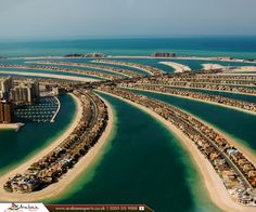 an aerial view of the palm island resort in abura, united arab - emirates