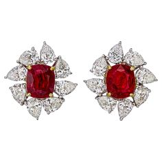 Ruby With Diamond Earrings, Ruby And Diamond Earrings, Ruby Diamond Earrings, Ruby Diamond Earrings Fine Jewelry, Luxury Classic Ruby Earrings, Luxury Ruby Earrings Fine Jewelry, Blood Ruby, Diamond Chandelier, Diamond Chandelier Earrings