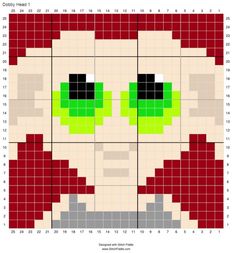 an image of a pixellated face with green eyes