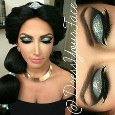 arabian princess makeup - Google Search Princess Jasmine Makeup, Jasmine Makeup, Fantasy Make-up, Halloween Make-up Looks, Ideas For Makeup, Party Make-up, Galaxy Makeup, Arabic Makeup, Princess Makeup