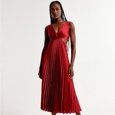 Brand New With Tags Abercrombie Maxi Cut Out Pleated Dress In Medium Red Pleated Dress, Cutout Maxi Dress, Abercrombie And Fitch, Abercrombie & Fitch, Pleated Dress, Abercrombie Fitch, Cut Out, Bridesmaid Dresses, Maxi Dress