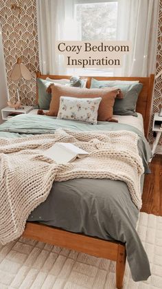 the cozy bedroom is decorated in neutral colors