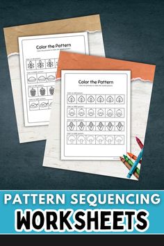 the color the pattern worksheet is shown with pencils and crayons