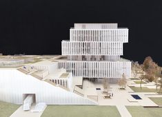 an architectural model of a building with multiple levels