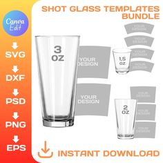 shot glass templates bundle for photoshopping and texturing, including two glasses with the