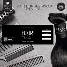 the hair bundle is shown with combs and scissors