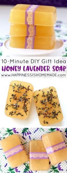 the homemade lavender soap is ready to be used as a gift for someone's birthday