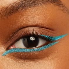 Are you feelin’ this blue trio? 🦋 Blue Ice Makeup Look, Eyeshadow Colours For Green Eyes, Easy Space Makeup Looks, Colored Bottom Eyeliner, Eyeshadow Looks Colourful, Fun Easy Eyeliner Looks, Bright Blue Eye Makeup, Color Liner Makeup Eyeliner, Orange And Teal Makeup