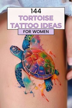 Turtle & Tortoise Tattoo Ideas For Men & Women: Looking for a tattoo that stands out? Check out our gallery of turtle and tortoise tattoos, symbolizing endurance and the strength to overcome challenges. Colorful Turtle Tattoo, Watercolor Sea Turtle Tattoo, Watercolor Turtle Tattoo, Tortoise Tattoos, Sea Turtle Tattoo For Women, Turtle Tattoos For Women, Sea Turtle Watercolor Tattoo, Turtle Watercolor Tattoo, Thumbprint Tattoo