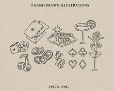 an old book with drawings on it and the title'9 hand drawn illustrations '