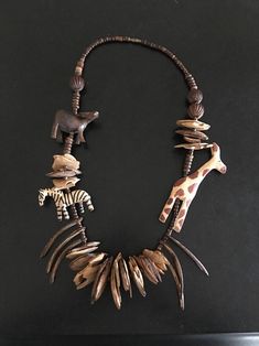 BOHO African Jungle Safari Wood Tribal Bead Necklace Giraffe Zebra 25 African Jungle, Wood Animal, African Necklace, Jungle Safari, Wood Necklace, Expensive Jewelry, Boho Necklace, Designer Jewelry, Bead Necklace