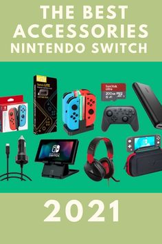 the best accessories for nintendo switch 2021 are on display in front of a green background