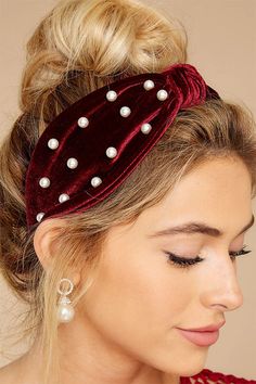 Give a little Uptown Flair to your outfit with this gorgeous headband. Darling, seriously, it's luxe at your finger tips. *Mu-ah!* This trendy headband features a pearl embellished fabric that created a twist knot top. This headband measures approximately 2.5" Wide. • One Size Fits Most • Trendy Headbands, Embellished Fabric, Top Pearl, Knot Top, Finger Tips, Knotted Headband, Fabric Headbands, Velvet Headband, Red Dress Boutique