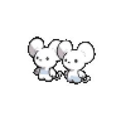 two white elephants are hugging each other in pixel art style, on a white background