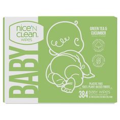 baby wipes with green tea and cucumber on the front, pack of 48