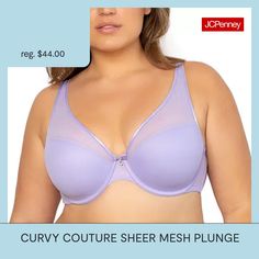 Feel pretty and confident in this women�s push-up t-shirt bra from Curvy Couture. Made from a sheer stretch-mesh fabric, it provides medium support and features a comfortable underwire, adjustable shoulder straps, and hook-and-eye back closures.Bra Type: T-Shirt, Underwire, Push UpFeatures: Stretch Fabric, Adjustable StrapsClosure Type: Back Closure, Hook & EyeSupport: Medium SupportFiber Content: 88% Nylon, 12% SpandexFabric Description: WovenCare: Line Dry, Hand WashMaterial: NylonCountry of … Stretch Mesh Fabric, Mesh Overlay, Cup Bra, Feel Pretty, T Shirt Bra, Full Figured, New T, Push Up Bra, Plus Size T Shirts