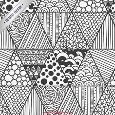 an adult coloring book with black and white designs on the cover, featuring abstract shapes