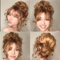 🤍 2000 Prom Hairstyles, Fairy Bun Hairstyles, Birthday Updo Hairstyles, Old Fashioned Hairstyles Vintage, 2000s Prom Hair, Vampy Updo, Short Quince Hairstyles, Cute Hair Designs, Pamela Anderson Updo