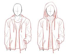 a drawing of a man's hoodie jacket with his hands on his hips