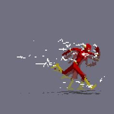 an old - school video game with a man in red and yellow running through the air