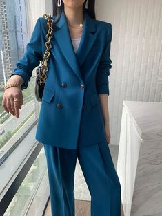 Women's Blue Pantsuit Setsblazer and Wide Leg Pants Suit | Etsy Navy Blue Suits For Women, Blue Pant Suits For Women, Navy Blue Pant Suit Women, Blue Suit Women Outfit, Prom Suit Women, Indigo Blue Suit, Green Suit Women, Blue Pantsuit, Blue And White Suit