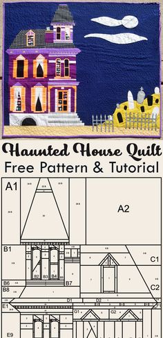 the front and back side of a house with an outline for it to be quilted