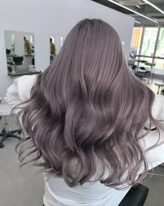 Gray Purple Hair Dye, Purple Ash Grey Hair, Hair Color Ideas Silver Gray, Lavender Ash Hair Color, Ash Coloured Hair, Light Purple Gray Hair, Lavender Beige Hair Color, Lavender Gray Hair Color, Korean Hair Colour Ideas