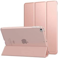 two ipad cases side by side, one is pink and the other is rose gold