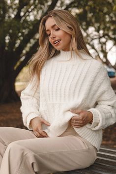 Skye Knit Sweater - White - Petal & Pup USA Sweater Engagement Photos, Turtleneck Style, Short Loungewear, Essential Dress, Exclusive Clothing, Top And Pants Set, Strapless Tops, Style Sweater, Dresses By Length